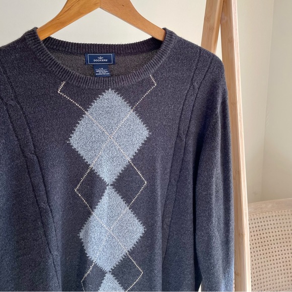 Vintage Diamond Argyle Crewneck Sweater in Chocolate Brown/Charcoal - Picture 3 of 4